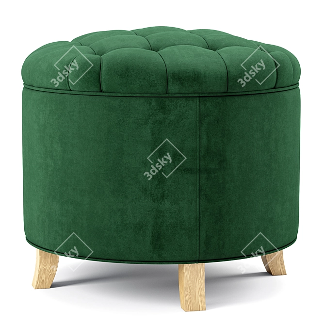 Modern Tufted Storage Ottoman 3D model image 3