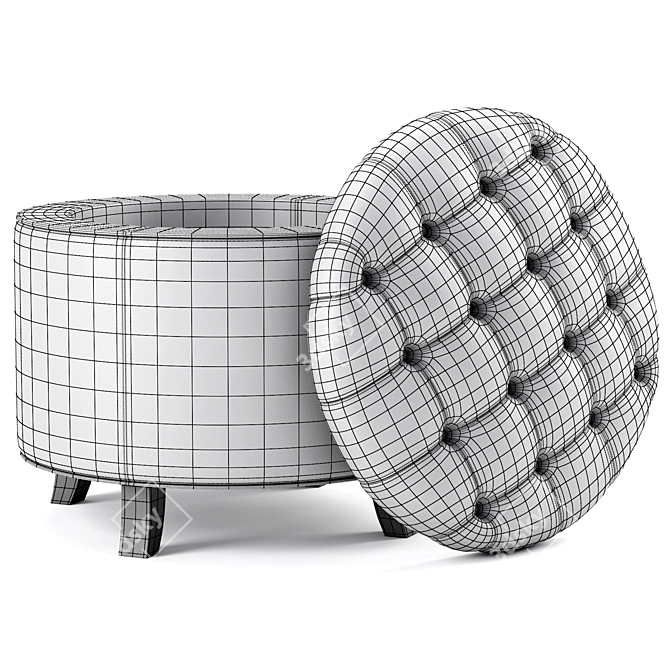 Modern Tufted Storage Ottoman 3D model image 5