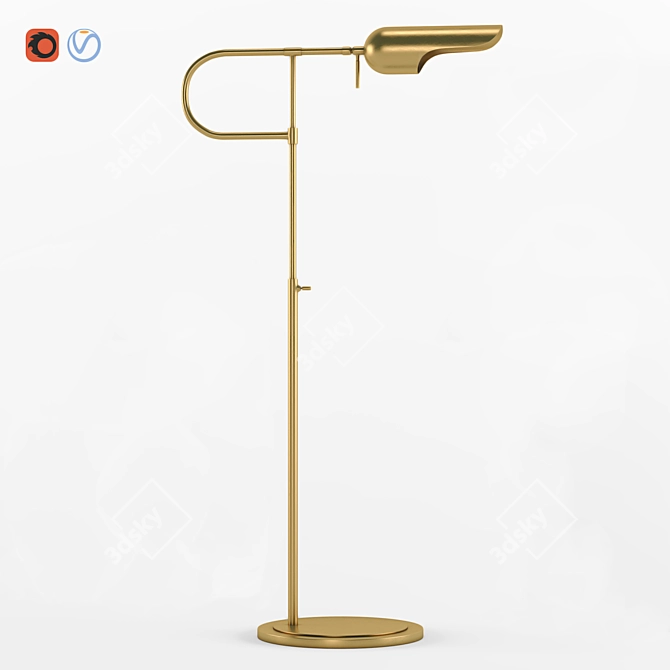 Lucien Adjustable Floor Lamp: Polished Nickel & Antique Brass 3D model image 6