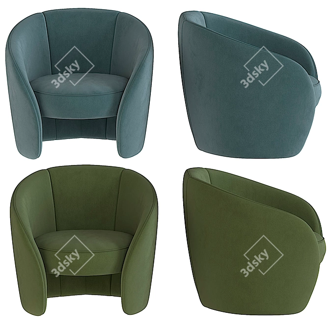 Elegant Pearl Pink Accent Armchair 3D model image 9