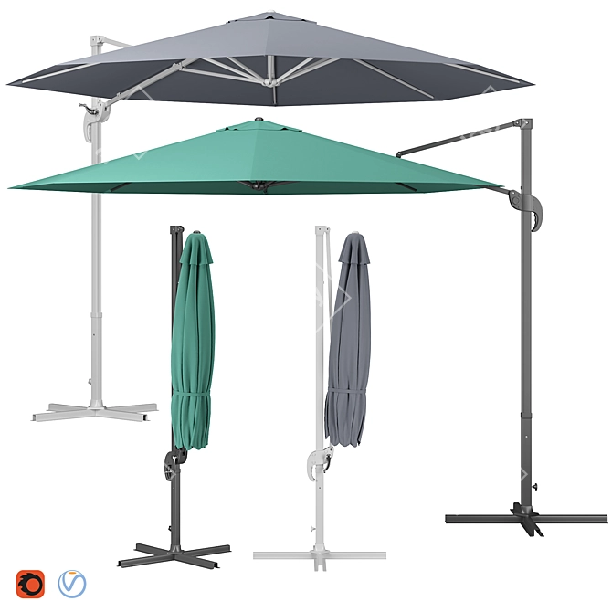 Octagonal Cantilever Parasol 3D model image 1