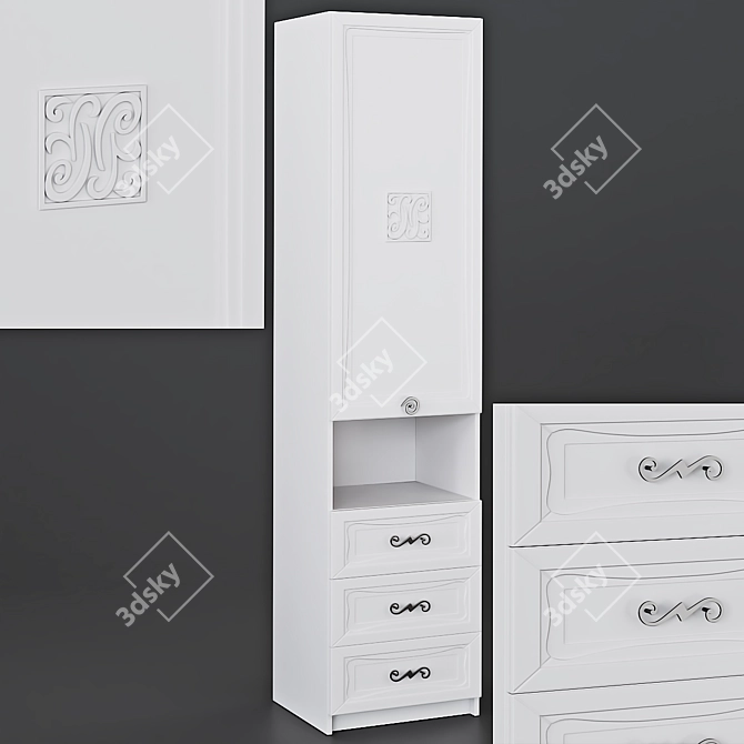 Bianca Drawer Rack: Stylish Storage Solution 3D model image 1