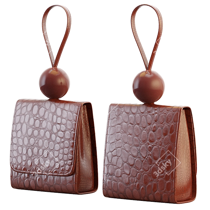 Stylish Croc-Effect Leather Tote 3D model image 1