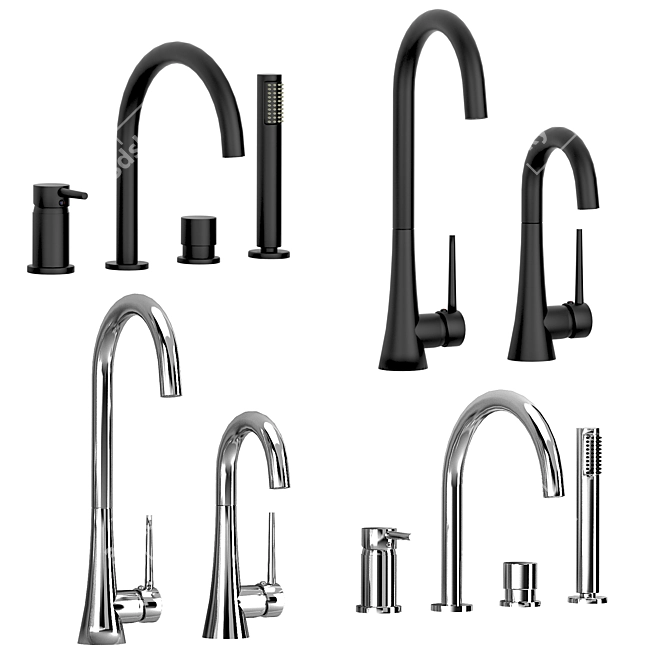 Cezares Tink Bathroom Fixture Set 3D model image 2