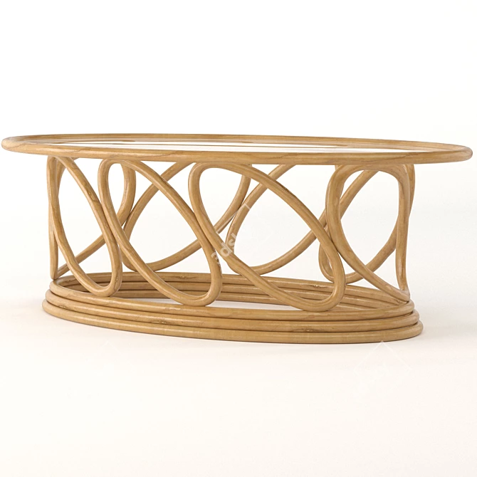 Elegant Rattan Coffee Table 3D model image 6