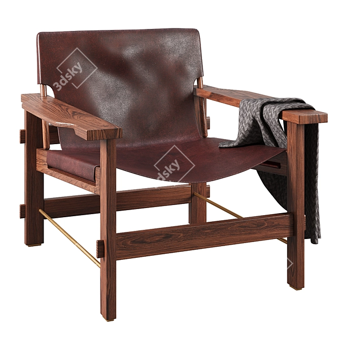 Luxurious Leather Sling Chair 3D model image 1