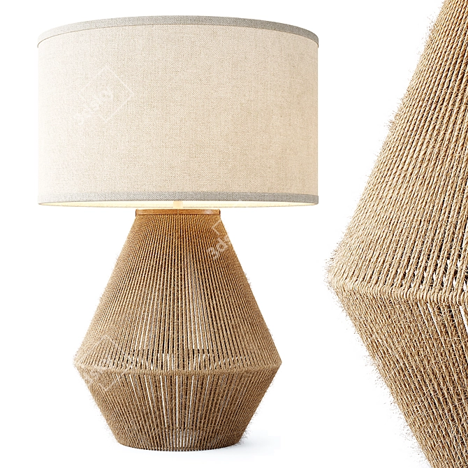 Zara Home Jute Base Lamp: Eco-Chic Lighting 3D model image 1