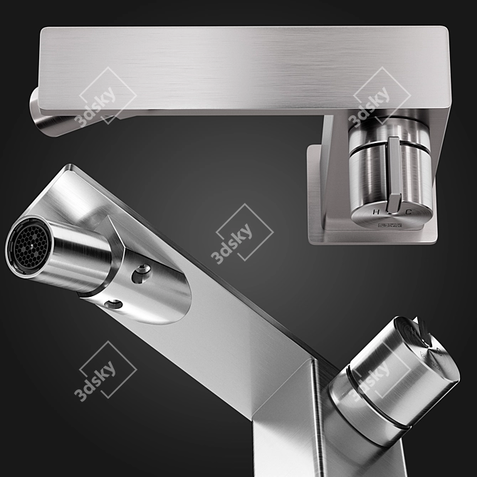 Elegant Stainless Steel Faucet 3D model image 3