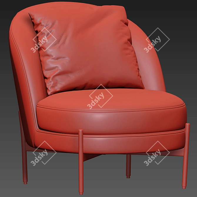 Luxurious Theodor Velvet Armchair 3D model image 4