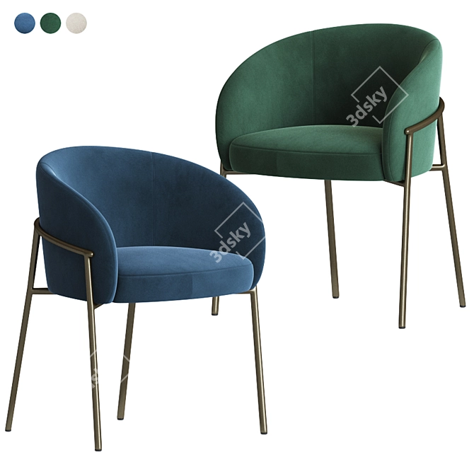 Luxuriously Chic Rimo Dining Chair 3D model image 2