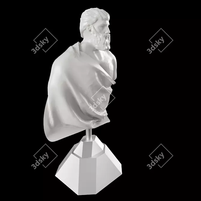 Elegant Roman Sculpture with Modern Base 3D model image 2