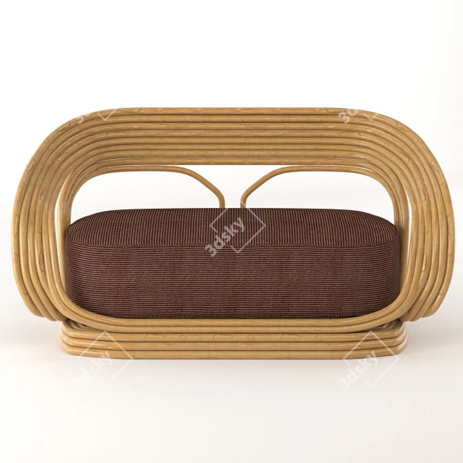 Rustic Rattan Sofa: Summer Chic 3D model image 2