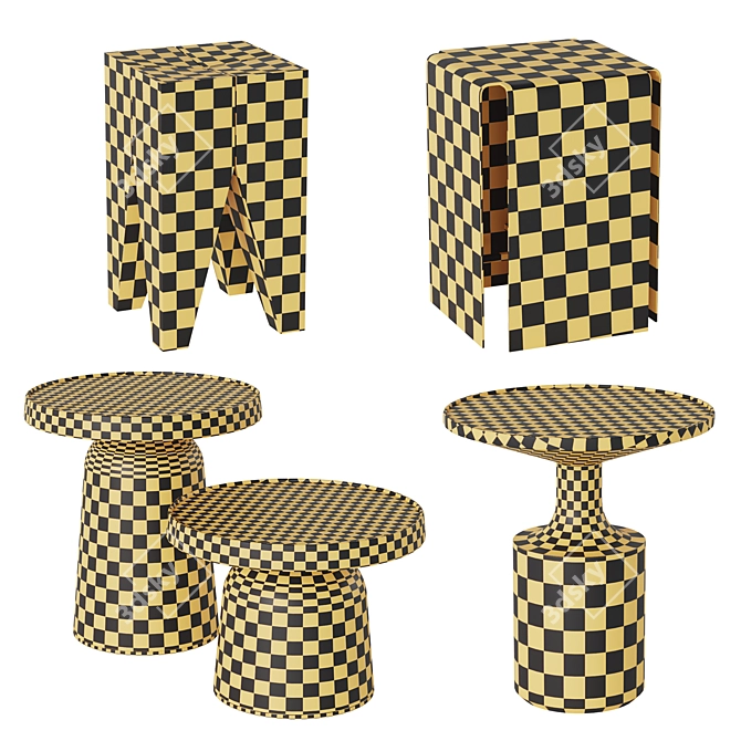 Designer Side Tables Set 3D model image 3