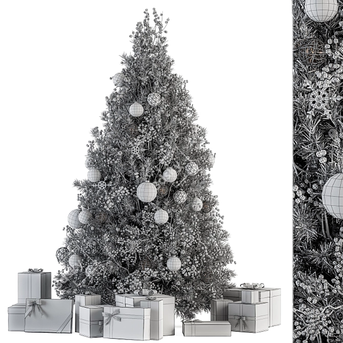  Festive Red & White Christmas Tree with Gift 3D model image 5