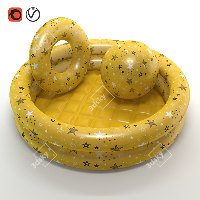 Inflatable Pool with Ball and Ring 3D model image 1