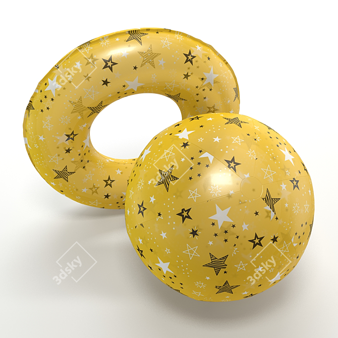 Inflatable Pool with Ball and Ring 3D model image 3