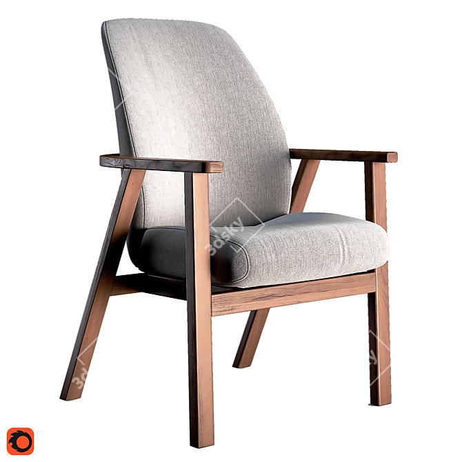 Elegant Wood Frame Chair 3D model image 1