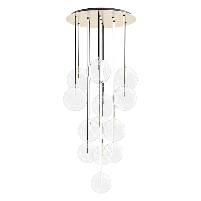 13 Globe Brass and Glass Chandelier 3D model image 1