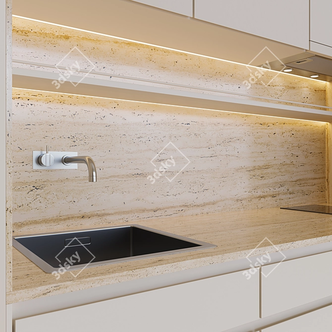 Sleek Modern Kitchen Set 3D model image 2