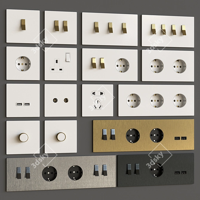 Barcelona Bridge Wall Switch Sockets 3D model image 1