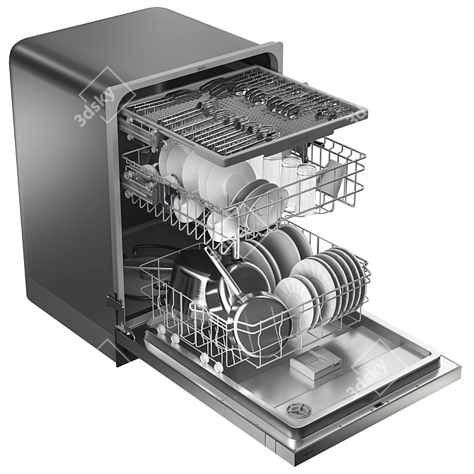 Hybrid Front Control Dishwasher 3D model image 3