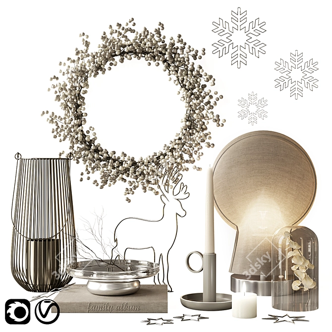Versatile Decor 11: Family Album, Candle Holder, Reindeer, Lamp, and more 3D model image 1