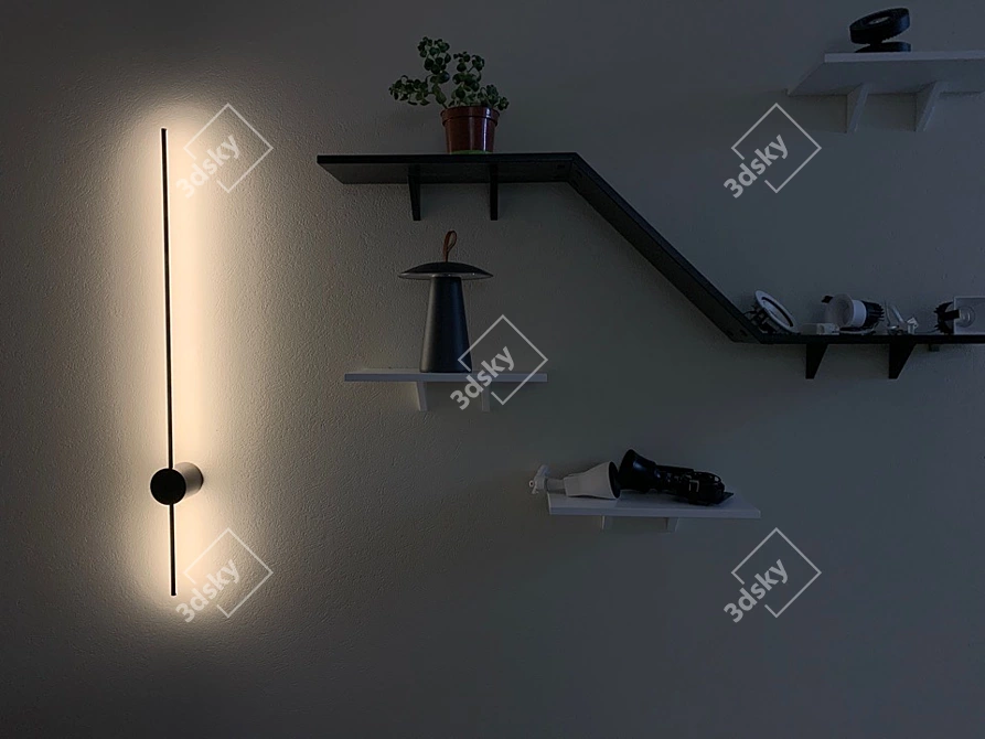 Sleek Linear Sconce with Reflected Light 3D model image 2