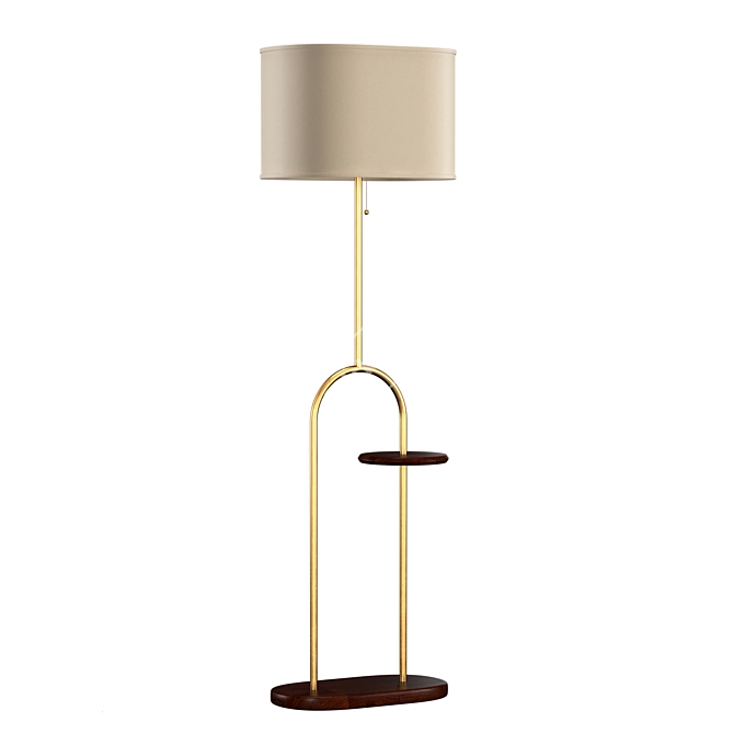 Elegant Brass and Walnut Floor Lamp 3D model image 1