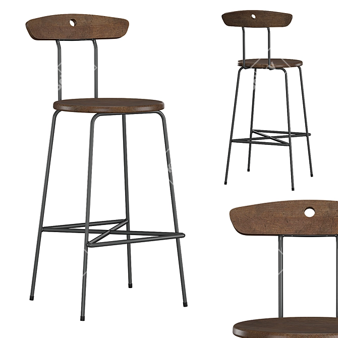 Industrial Iron Anna Stool 3D model image 1