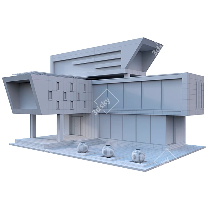 High-Tech Monolith House 3D model image 4