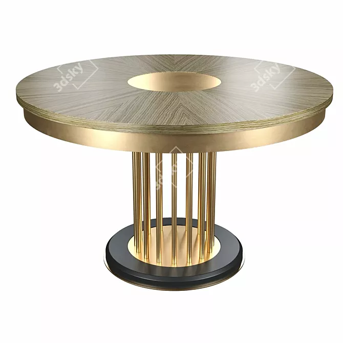 Brass Round Dining Table: Stunning Ar-Deco Design 3D model image 1