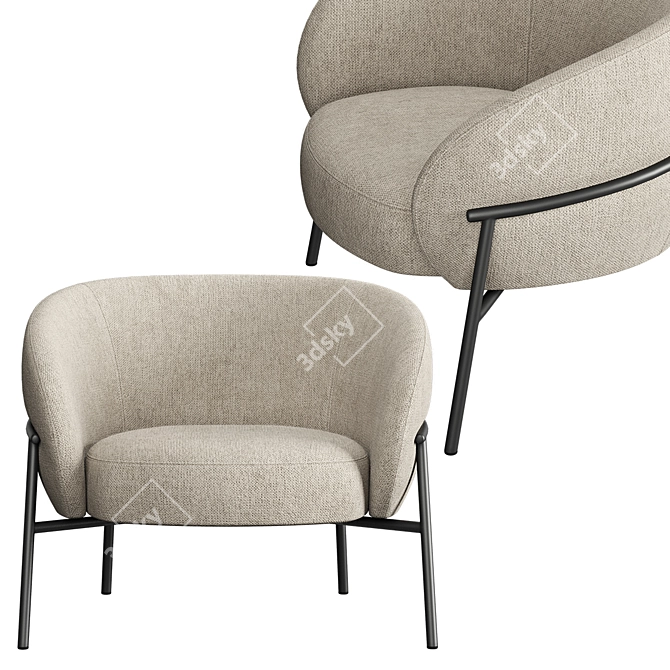 Modern Rimo Armchair: Sleek Design 3D model image 2