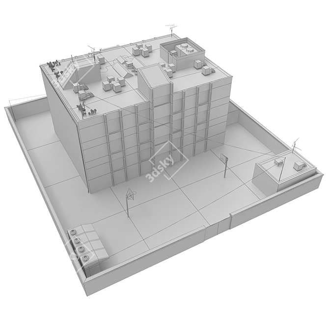 Realistic School Building Model 3D model image 5