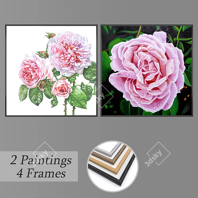 Modern Wall Art Set in Multiple Frames 3D model image 1