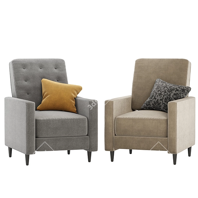 Stylish 2-in-1 Armchair Set 3D model image 1