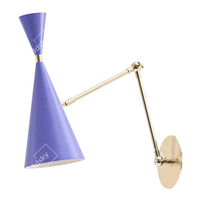 Italian Brass & Blue Enamel Reading Lamp 3D model image 1