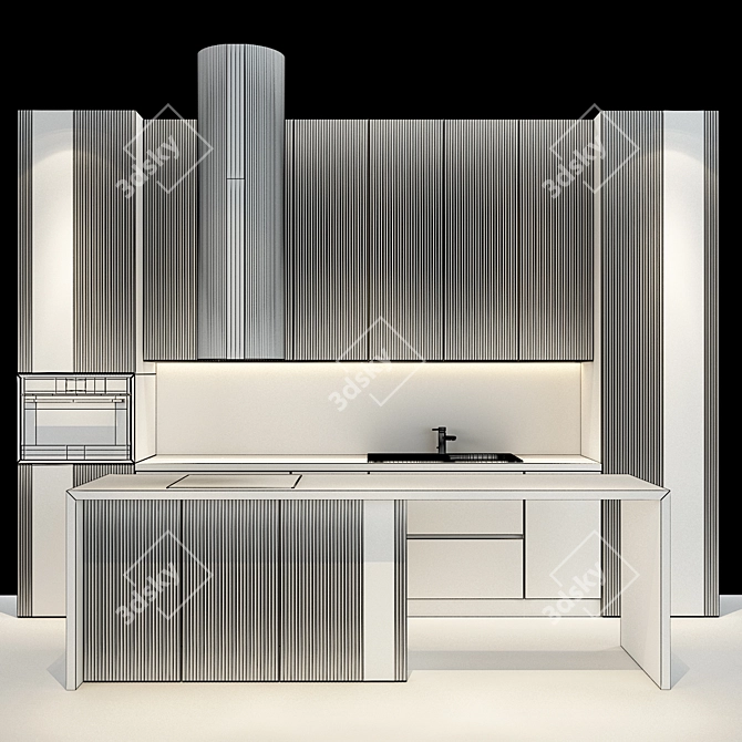 Sleek 52-Piece Modern Kitchen Set 3D model image 2