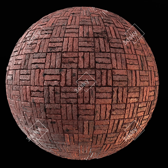 Grunge Red Brick Wall Texture 3D model image 1