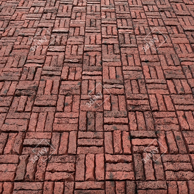 Grunge Red Brick Wall Texture 3D model image 2