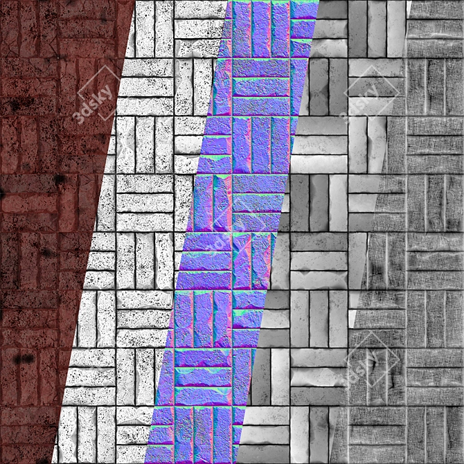 Grunge Red Brick Wall Texture 3D model image 4