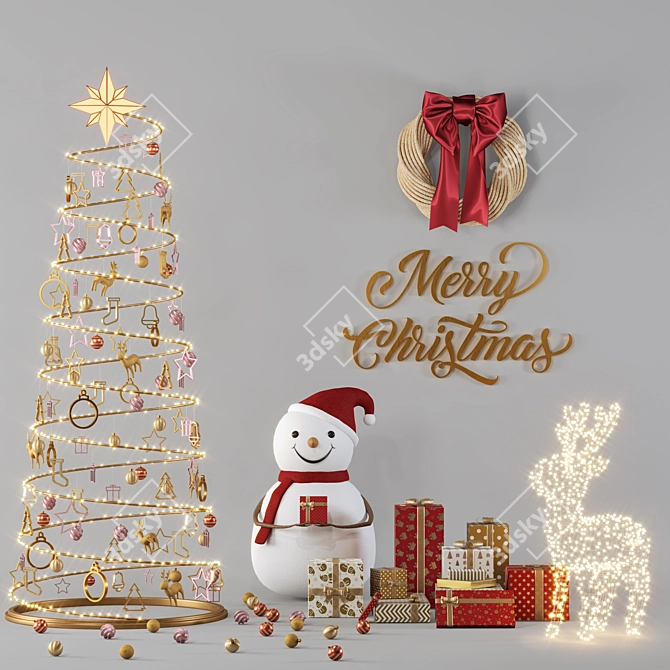 Festive Holiday Decor Set 3D model image 1