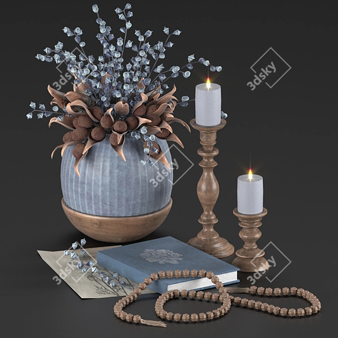 Royal Blue Velvet Decor Set 3D model image 1