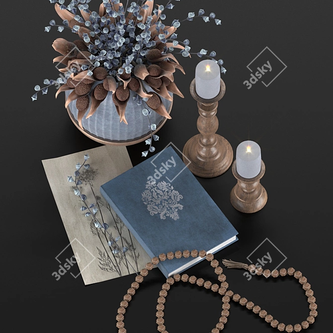 Royal Blue Velvet Decor Set 3D model image 2