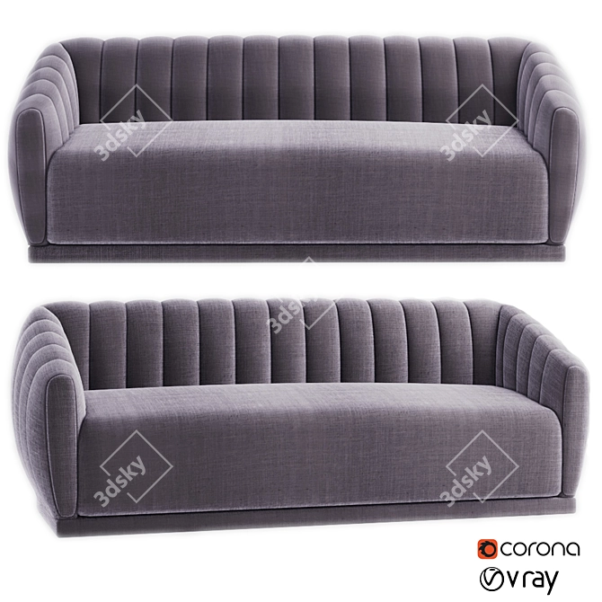 Arno Velvet Blush Sofa 3D model image 1