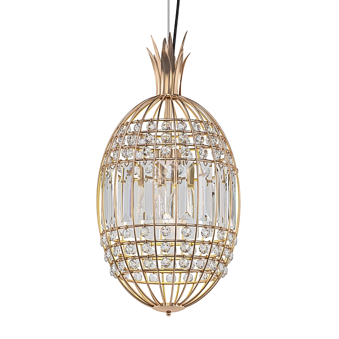 Golden Crystal Pendant Lamp 3D model image 1