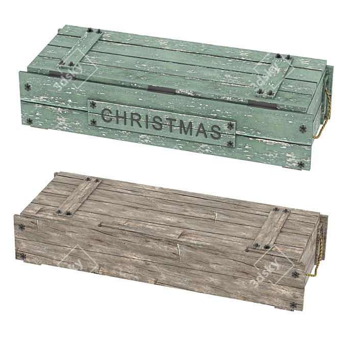 Vintage Wooden Sled: 3D Model 3D model image 2