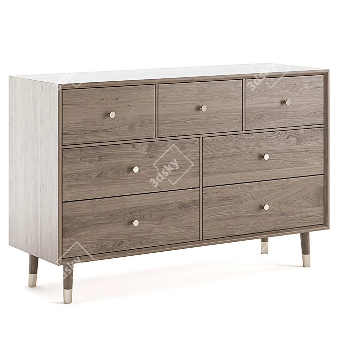 Rustic Wood Vintage Sideboard 3D model image 1