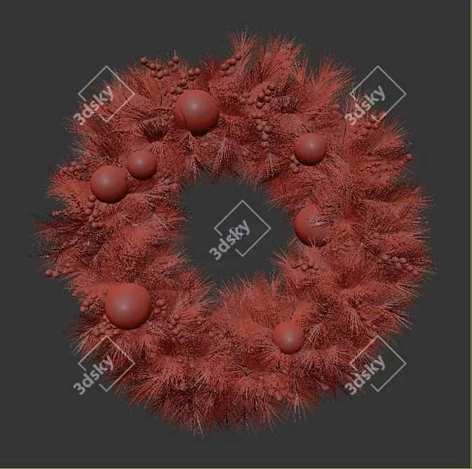 Frosty White Christmas Wreath 3D model image 2
