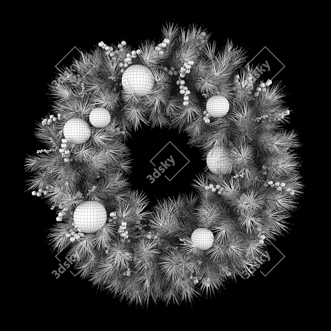 Frosty White Christmas Wreath 3D model image 3