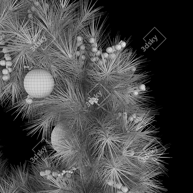 Frosty White Christmas Wreath 3D model image 5
